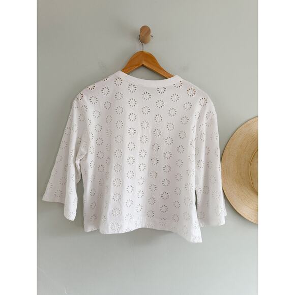 Madewell | NWT Embroidered Wide-Sleeve Boxy Tee in White | Sz XS - Picture 9 of 9